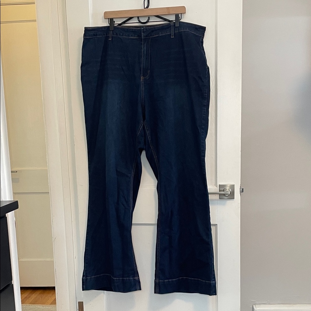 City Chic Dark Blue Jeans - Harley High Rise Flare